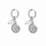 Ammonite Pearl Drop Hoops