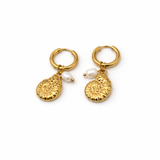 Ammonite Pearl Drop Hoops
